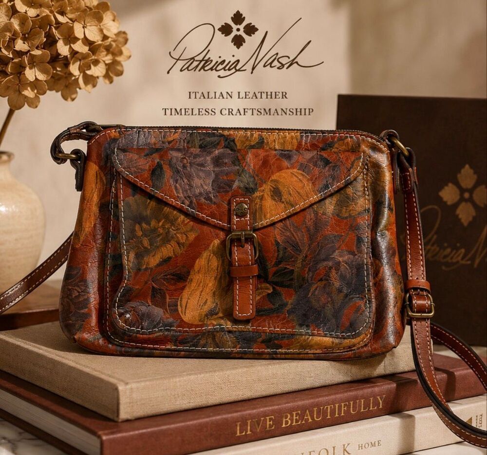 Patricia Nash Avellino Leather Crossbody Purse Boho Vintage Italian bag floral w